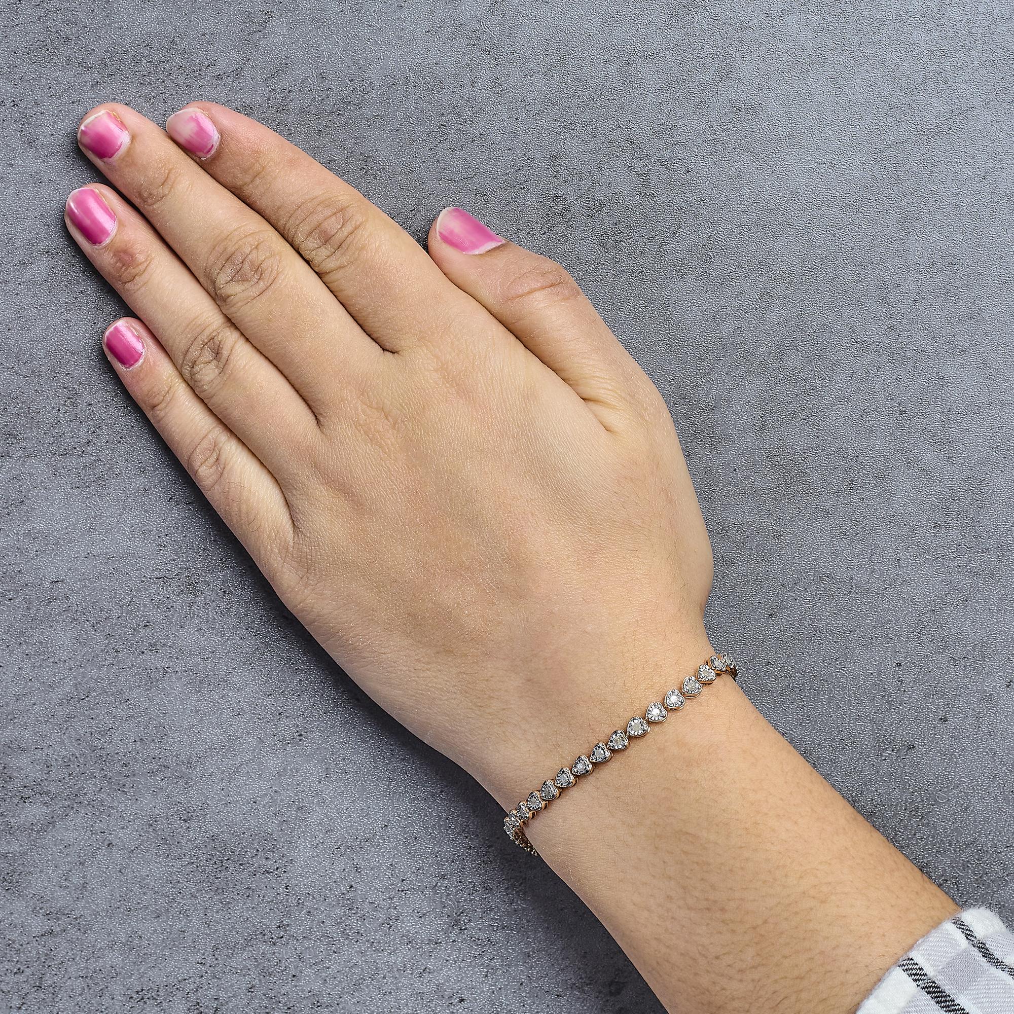 .925 Sterling Silver 1.0 Cttw Miracle Set Diamond Heart-Link 7" Tennis Bracelet (I-J Color, I2-I3 Clarity)