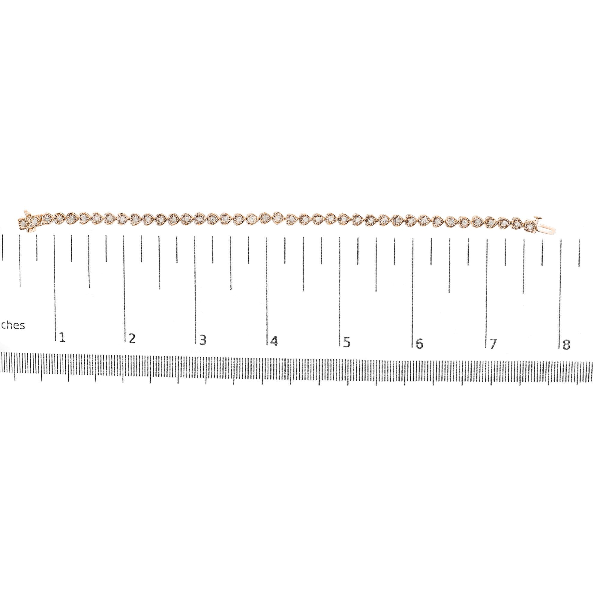 .925 Sterling Silver 1.0 Cttw Miracle Set Diamond Heart-Link 7" Tennis Bracelet (I-J Color, I2-I3 Clarity)