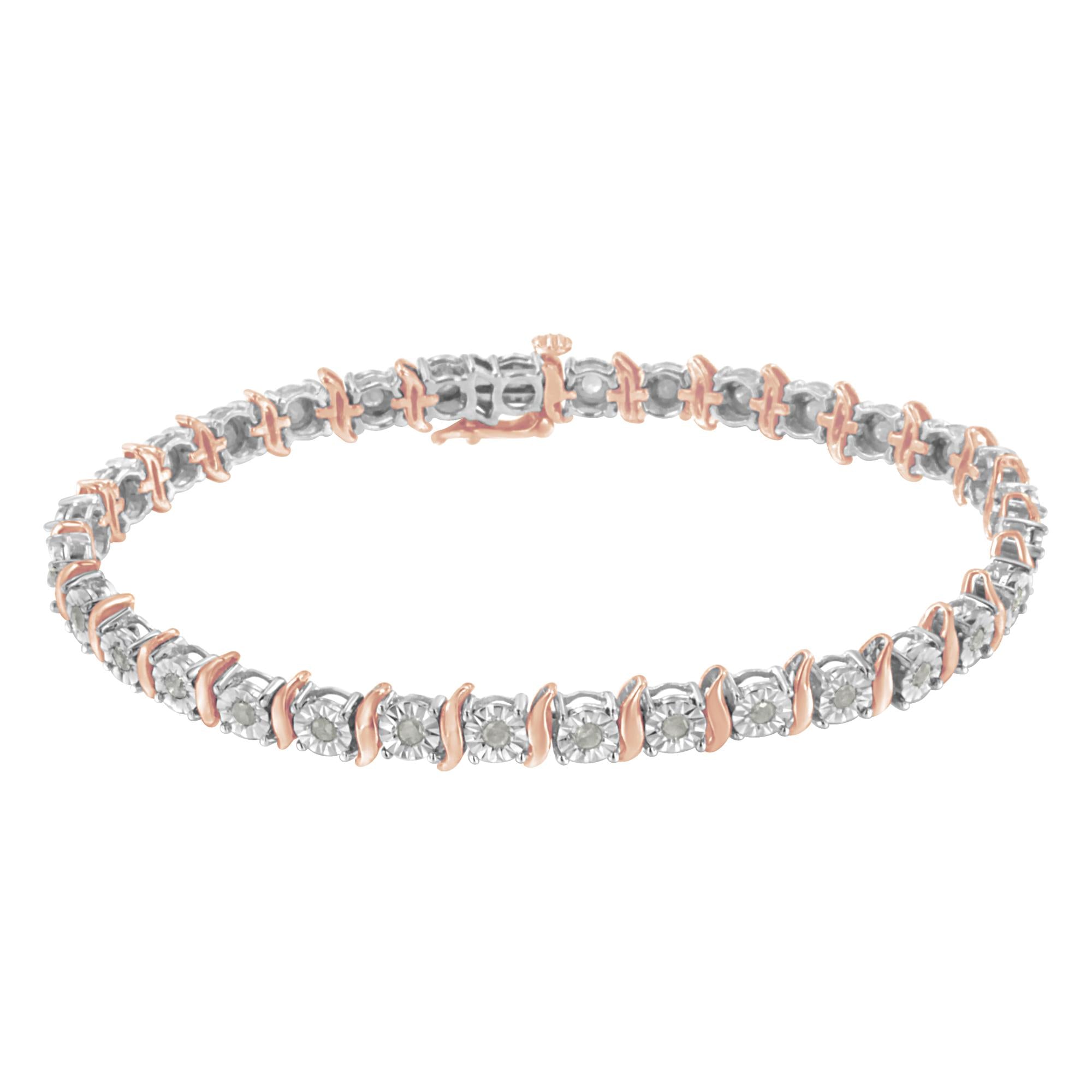 .925 Sterling Silver 1.0 Cttw Diamond S-curve Link Miracle-set Tennis Bracelet (i-j Color, I3 Clarity)