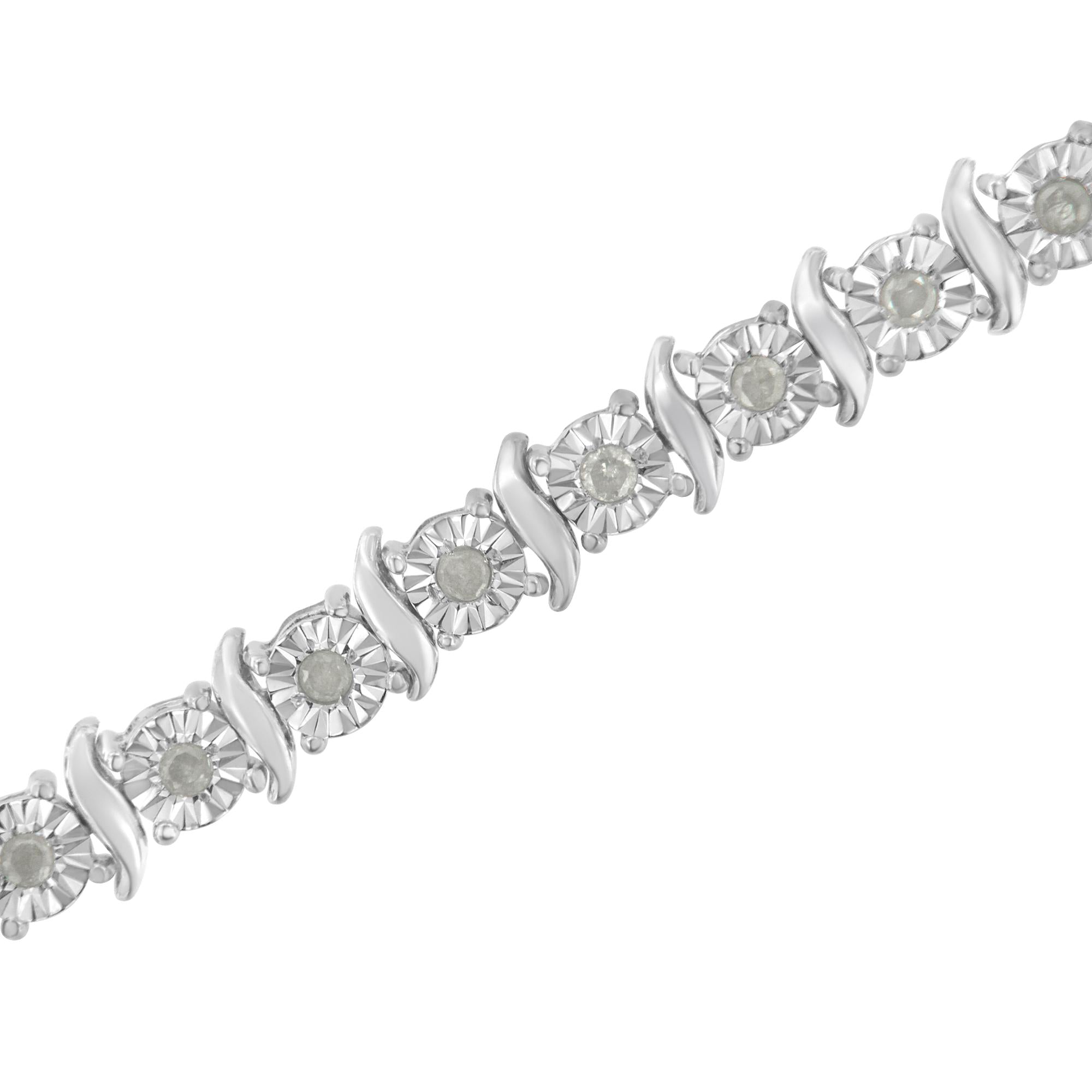 .925 Sterling Silver 1.0 Cttw Diamond S-curve Link Miracle-set Tennis Bracelet (i-j Color, I3 Clarity)