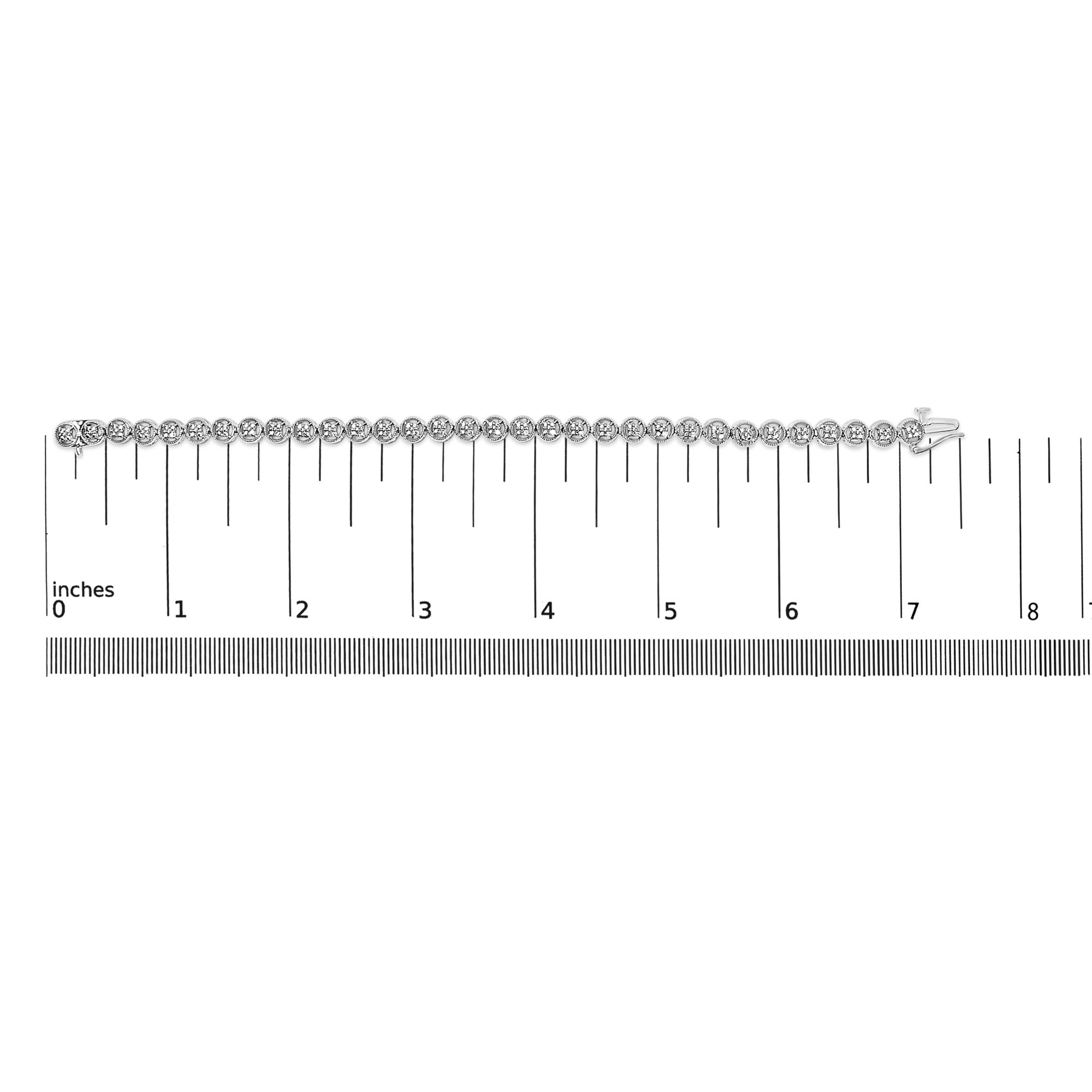 .925 Sterling Silver 1/10 Cttw Diamond Open Circle Wheel Link 7" Tennis Bracelet