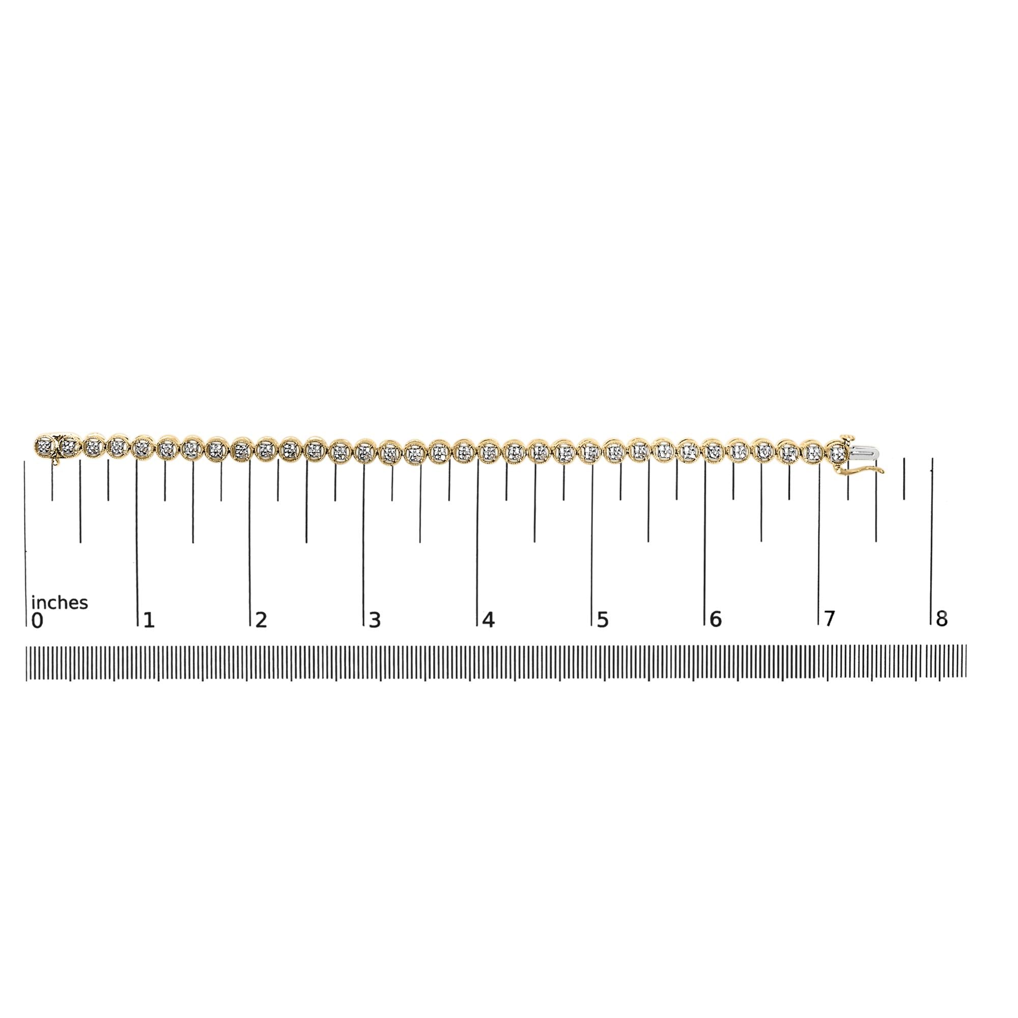 .925 Sterling Silver 1/10 Cttw Diamond Open Circle Wheel Link 7" Tennis Bracelet