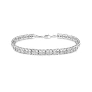 .925 Sterling Silver 1/10 Cttw Diamond Double-Link 7" Rolex Tennis Bracelet (I-J Color, I3 Clarity)