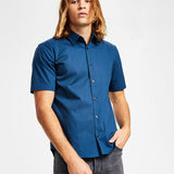 Hugo Boss Men's Slim Fit Tonal Embroidered Logo Button Down Shirt Blue Size Medium
