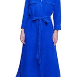 L'Agence Cameron Belted Shirt Dress Blue Size M