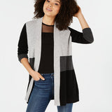 Charter Club Women's Pure Cashmere Colorblocked Cardigan Gray Size X-Large