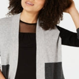 Charter Club Women's Pure Cashmere Colorblocked Cardigan Gray Size X-Large
