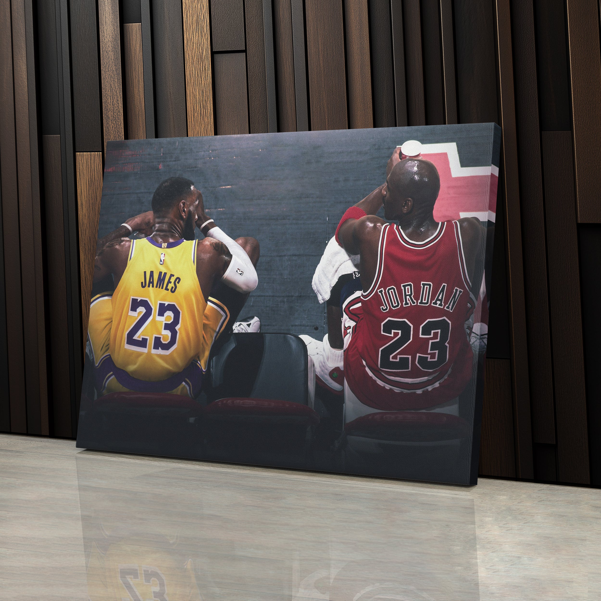 Michael Jordan & LeBron James Canvas Lakers vs Bulls Wall Art