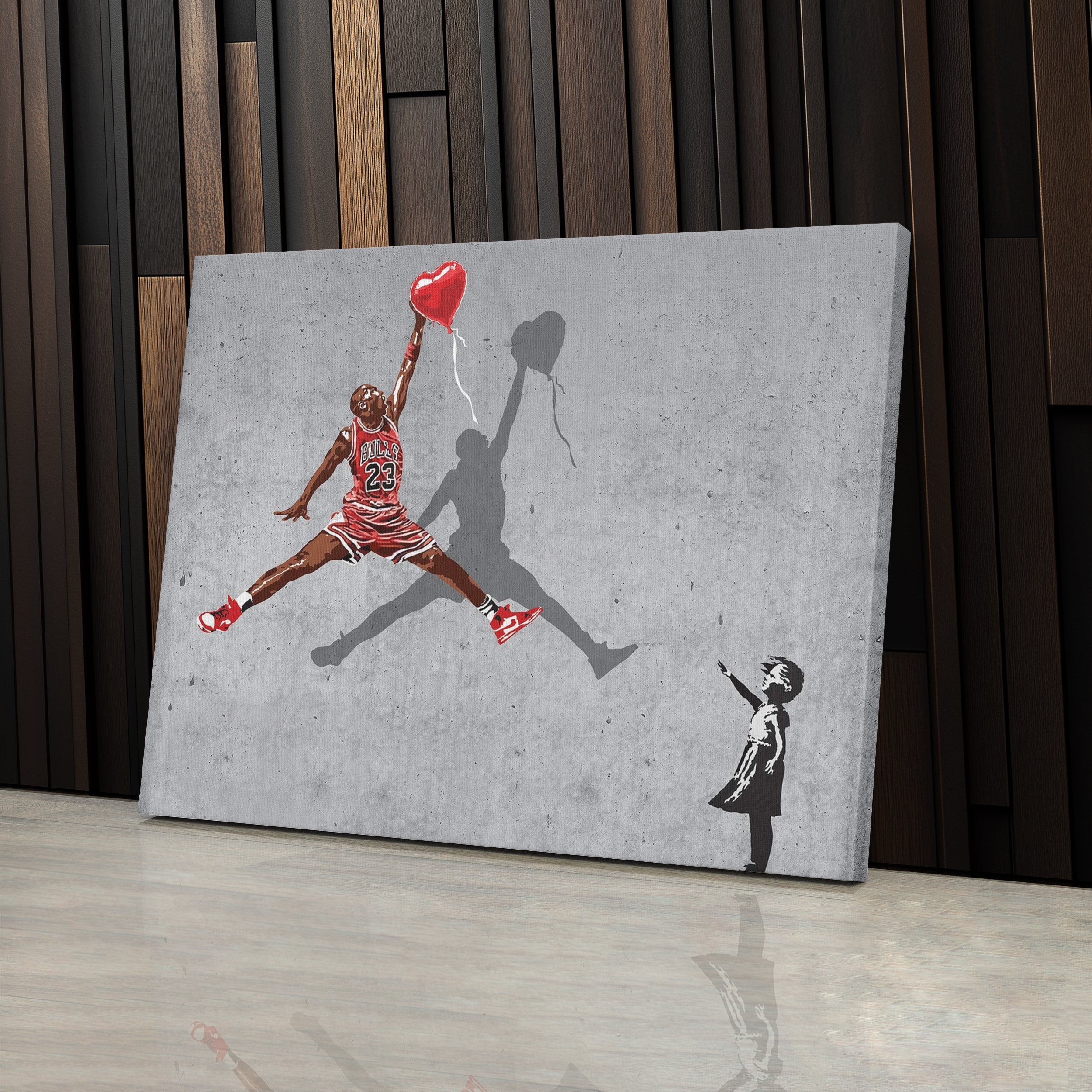 Michael Jordan Banksy Balloon Girl Canvas Art - Nba Street Art Decor