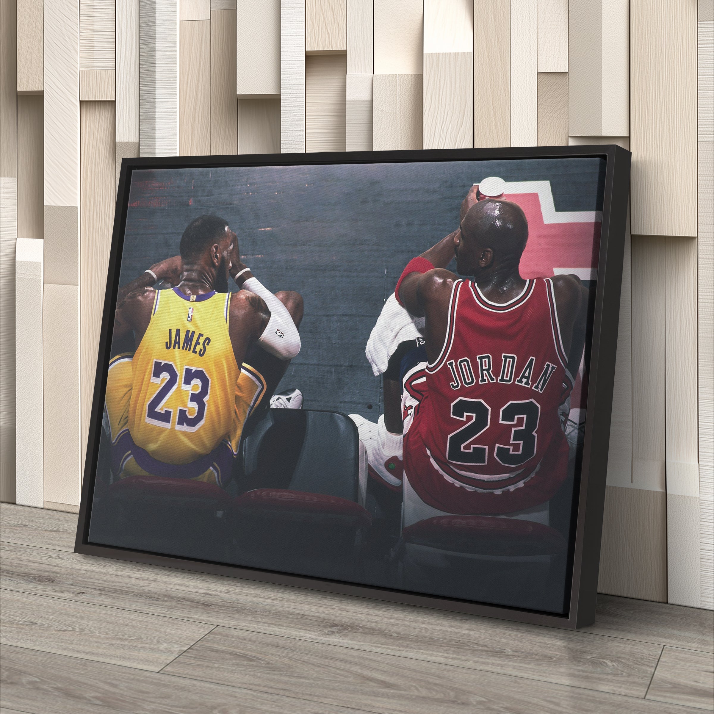 Michael Jordan & LeBron James Canvas Lakers vs Bulls Wall Art