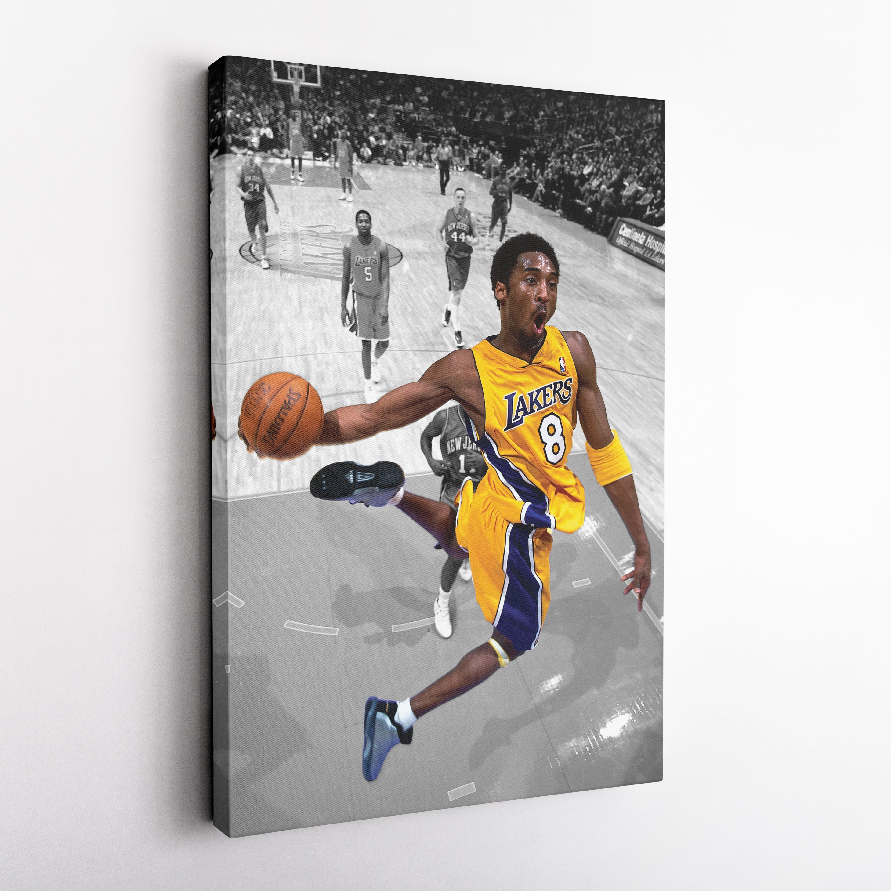 Kobe Bryant Lakers Dunking Canvas Wall Art Decor - Nba Slam Dunk Poster