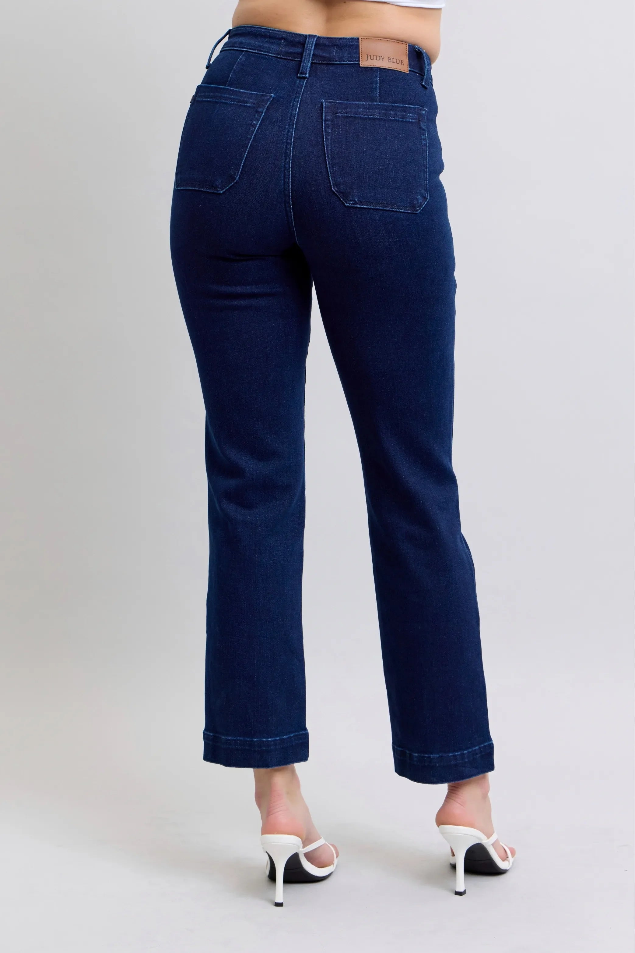 Judy Blue Full Size Hw Work Wear Knee Patch Straight Jeans | Includes Plus Size