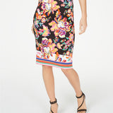 Thalia Sodi Women's Zipper Printed Scuba Skirt  Black Size Extra Large