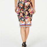 Thalia Sodi Women's Zipper Printed Scuba Skirt  Black Size Extra Large