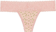 Ditsy Floral Laser Cut Thong With Lace Waistband