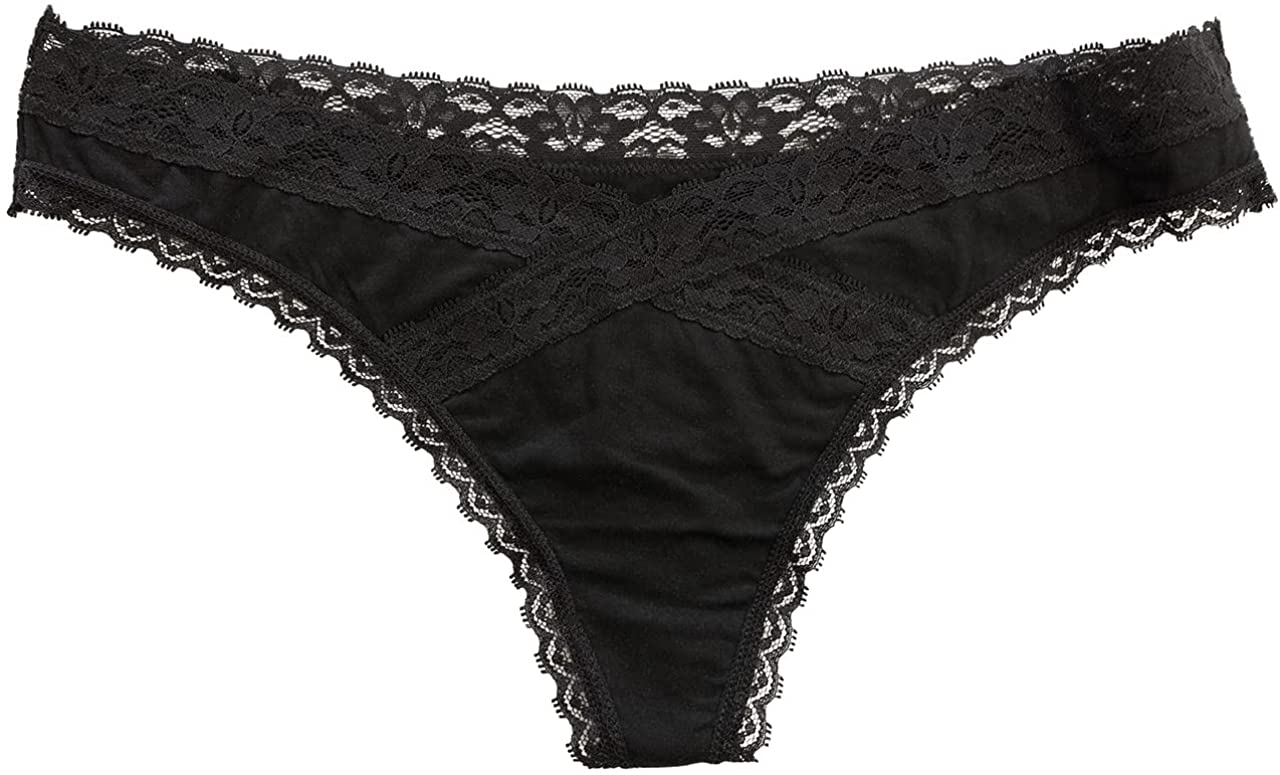 Modal Thong Featuring Crossed Lace Trim