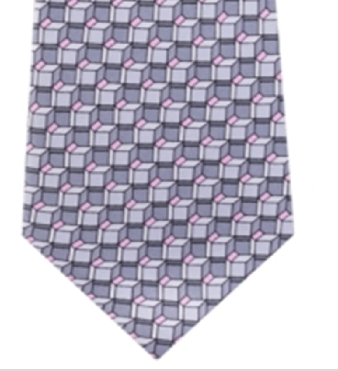 Michael Kors Mens Gray Geometric Silk Classic Neck Tie