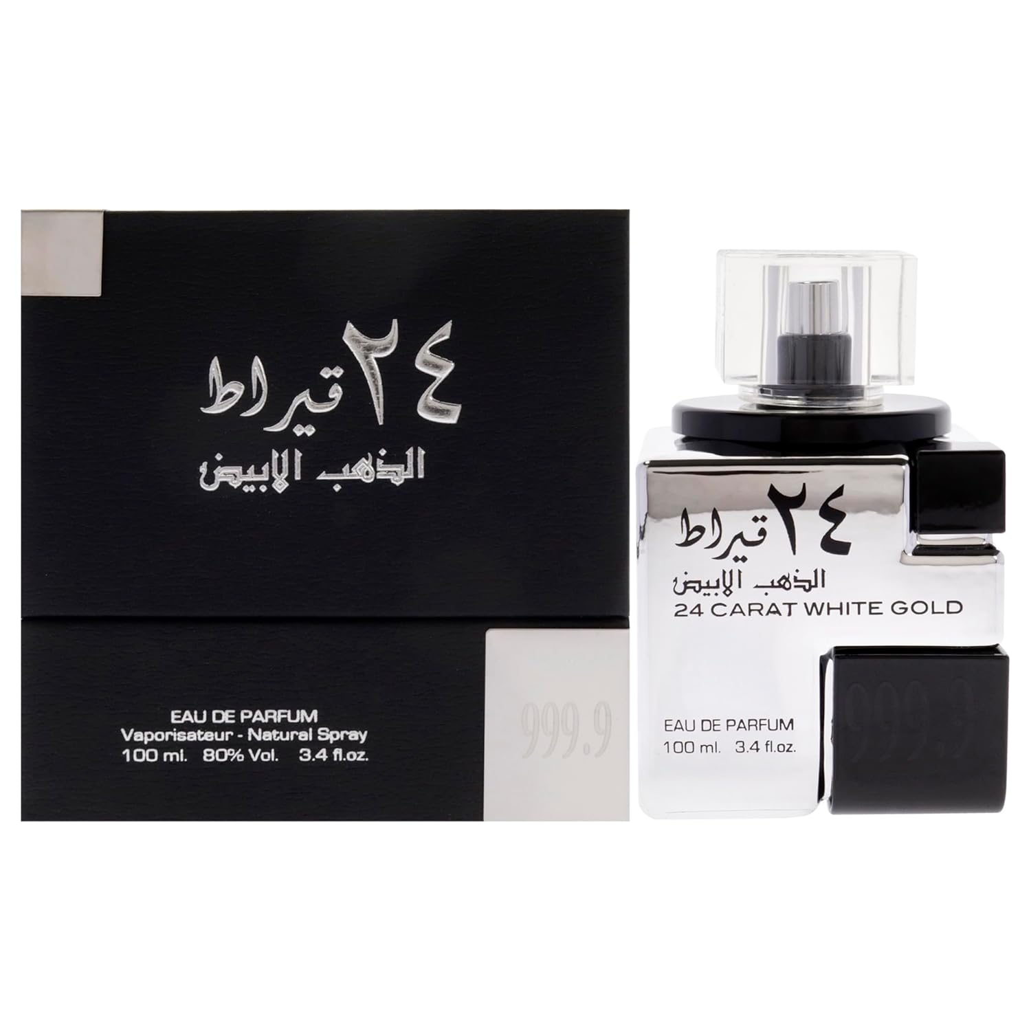 Lattafa 24 Carat White Gold Eau De Parfum, 100 Ml / 3.4 Oz, Fresh Spicy Woody Fragrance For Men & Women