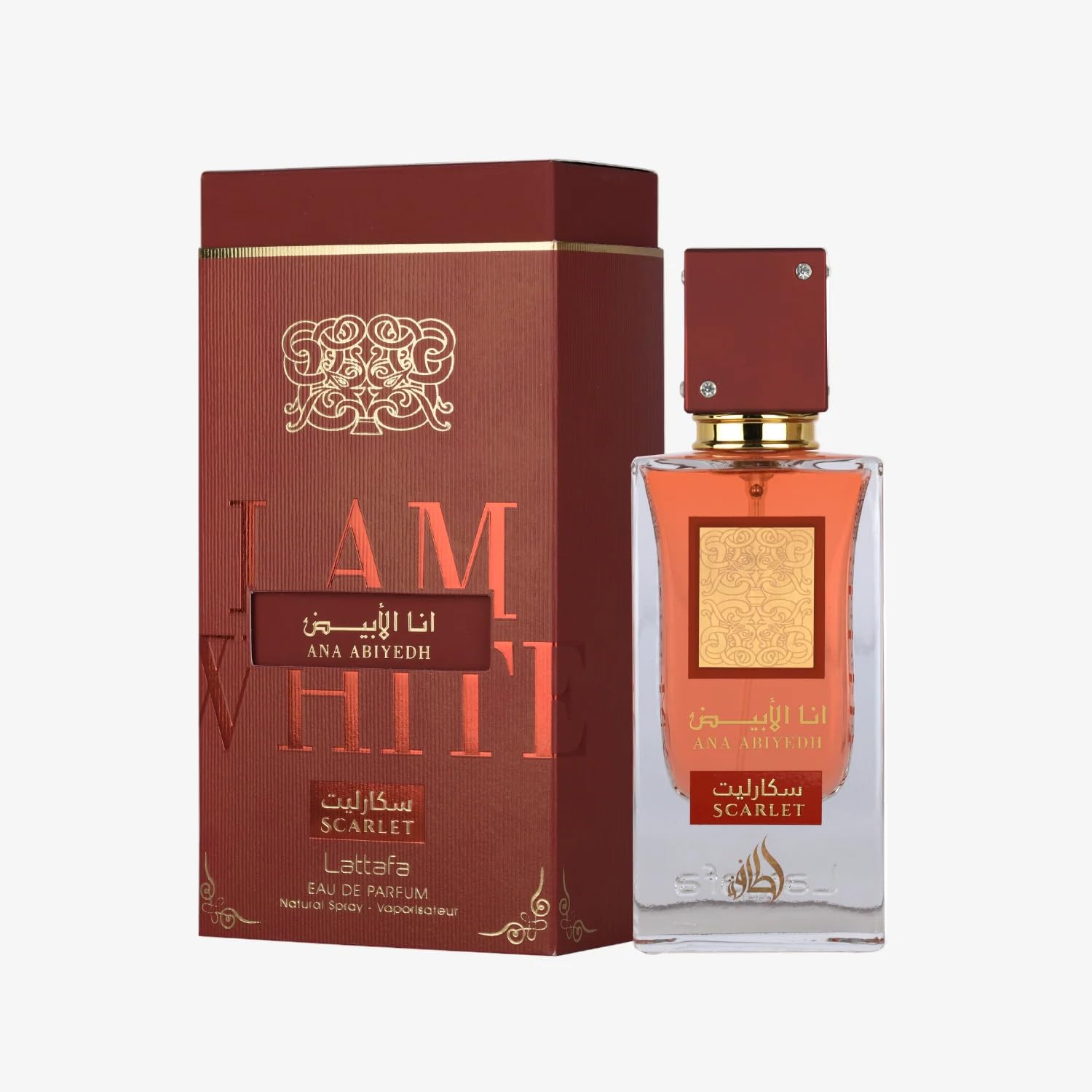 Lattafa Ana Abiyedh Scarlet Eau De Parfum, 60 Ml / 2.0 Oz, Fruity Floral Gourmand Fragrance For Men & Women