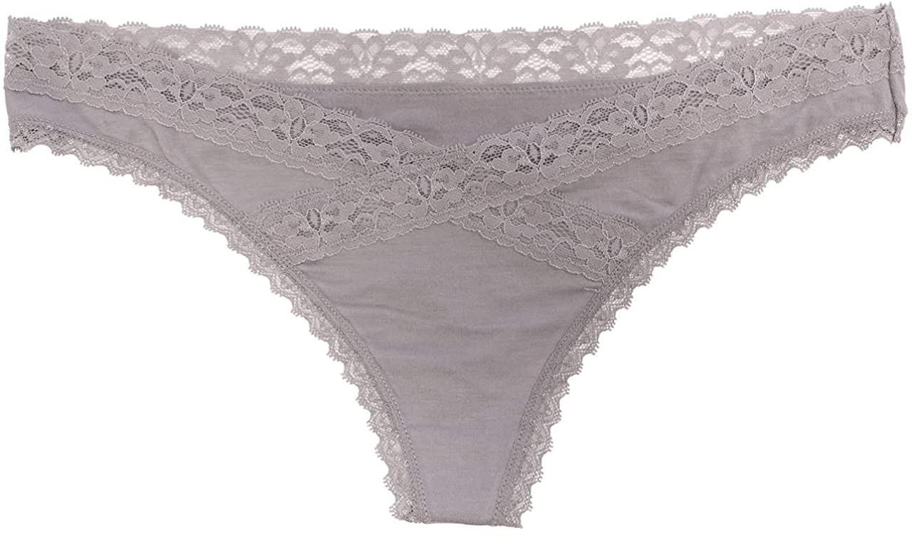 Modal Thong Featuring Crossed Lace Trim