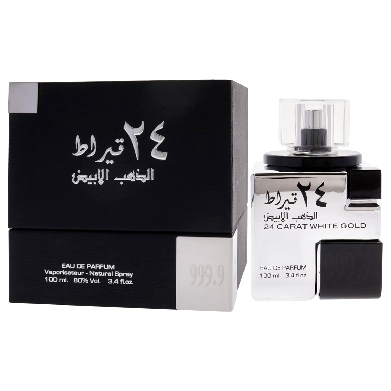 Lattafa 24 Carat White Gold Eau De Parfum, 100 Ml / 3.4 Oz, Fresh Spicy Woody Fragrance For Men & Women