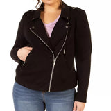 Black Tape Women's Stretch Knit Moto Jacket Black Size 3X