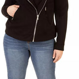 Black Tape Women's Stretch Knit Moto Jacket Black Size 3X