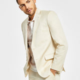Alfani Men's Slim Fit Solid Cream Cotton Suit Jacket Brown Size 36