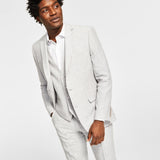 Bar III Men's Slim Fit Textured Linen Suit Separate Jacket Gray Size 44