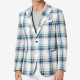 Tallia Men's Slim Fit Multicolor Plaid Blazer Blue Size 38