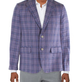 Tallia Men's Verdello Linen Plaid Two Button Blazer Purple Size 40