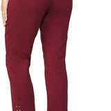 Roz & Ali Solid Millennium Tummy Panel Pull On Ankle Pants With Rivet Trim Bottom - Misses