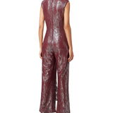 Tahari Asl Women's Gold Foil Lace Jumpsuit Size M