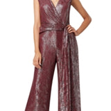 Tahari Asl Women's Gold Foil Lace Jumpsuit Size M