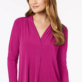 Charter Club Women's Dark Pink V-Neck Top Size Extra Small