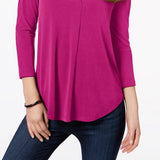Charter Club Women's Dark Pink V-Neck Top Size Extra Small
