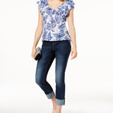 INC International Concepts Women's Pine Plaid Shirt Blue Size Petite X-Large