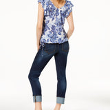 INC International Concepts Women's Pine Plaid Shirt Blue Size Petite X-Large