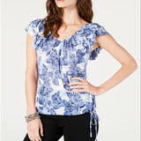 INC International Concepts Women's Pine Plaid Shirt Blue Size Petite X-Large