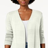 Charter Club Women's Ribbed Knit Open Front Cardigan White Size X-Large