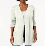 Charter Club Women's Ribbed Knit Open Front Cardigan White Size X-Large