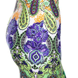 White Mark Women's Colorful Paisley Printed Pencil Skirt Green Size Large