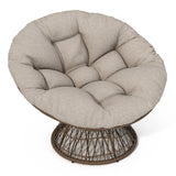 Papasan Wicker Chair with Fabric Cushion and 360 Degree Swivel