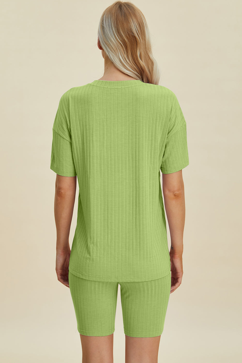 Basic Bae Full Size Ribbed V-neck Short Sleeve Top And Shorts Set