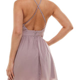 Speechless Women's Criss cross back Adjustable Straps Fit & Flare Dress Purple Size 15