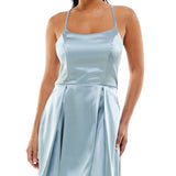 Speechless Junior's Strappy Back Satin Dress Blue Size 3