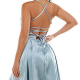 Speechless Junior's Strappy Back Satin Dress Blue Size 3