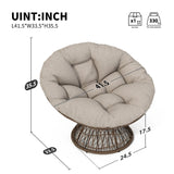 Papasan Wicker Chair with Fabric Cushion and 360 Degree Swivel