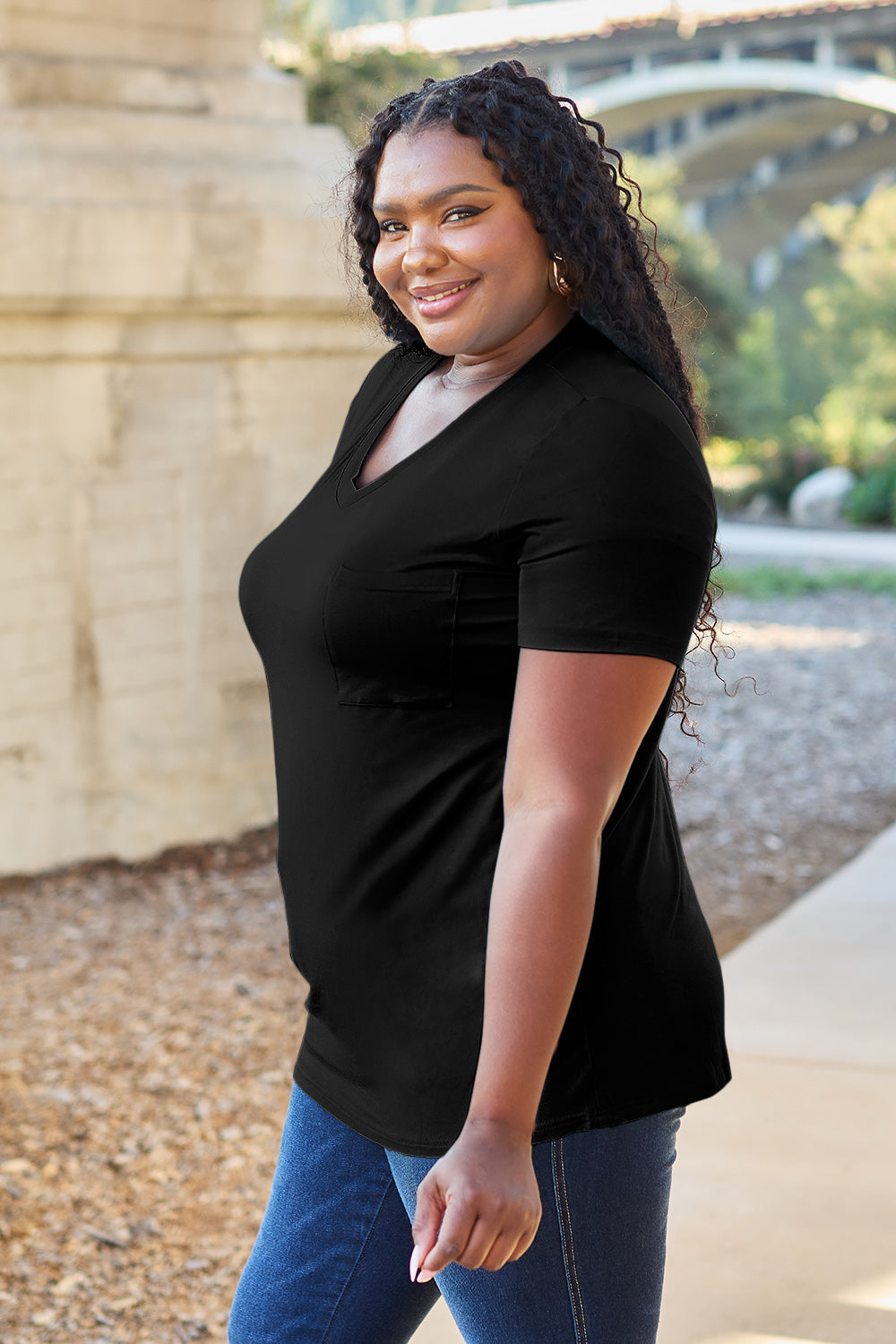 Basic Bae Bamboo Full Size  V-neck Short Sleeve T-shirt | Includes Plus Size