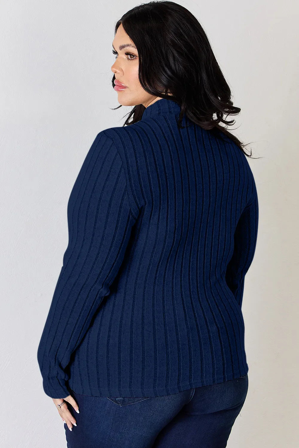 Basic Bae Full Size Ribbed Mock Neck Long Sleeve Knit Top | Includes Plus Size